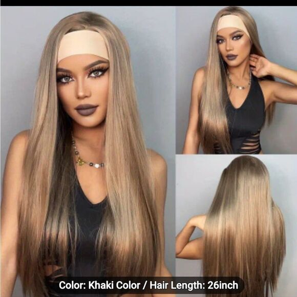 26 in. Tawny ombre synthetic headband wig. New - Picture 1 of 3